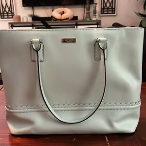 Kate Spade Original Mint Scalloped Large tote w/ 2 shoulder handles.